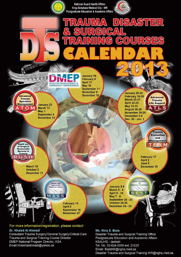 Trauma Disaster & Surgical Training Courses Calendar 2013